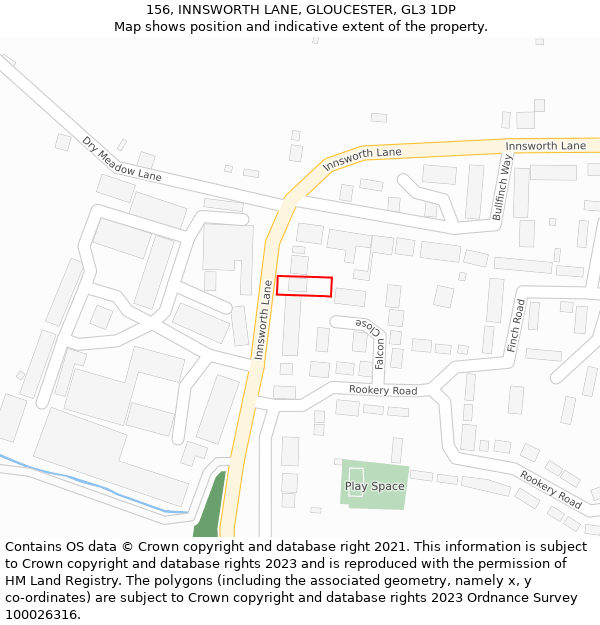 156, INNSWORTH LANE, GLOUCESTER, GL3 1DP: Location map and indicative extent of plot