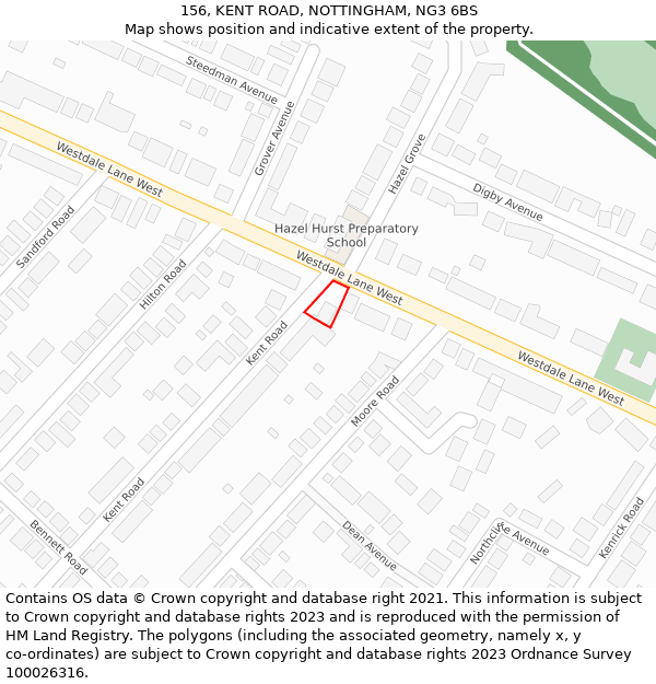 156, KENT ROAD, NOTTINGHAM, NG3 6BS: Location map and indicative extent of plot