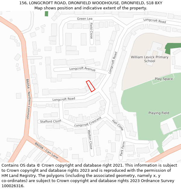 156, LONGCROFT ROAD, DRONFIELD WOODHOUSE, DRONFIELD, S18 8XY: Location map and indicative extent of plot