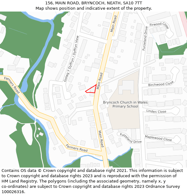 156, MAIN ROAD, BRYNCOCH, NEATH, SA10 7TT: Location map and indicative extent of plot