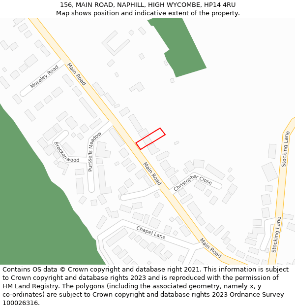 156, MAIN ROAD, NAPHILL, HIGH WYCOMBE, HP14 4RU: Location map and indicative extent of plot