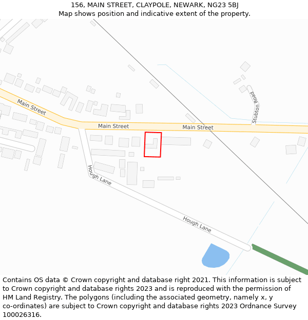 156, MAIN STREET, CLAYPOLE, NEWARK, NG23 5BJ: Location map and indicative extent of plot