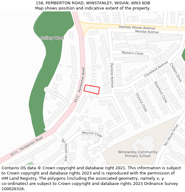156, PEMBERTON ROAD, WINSTANLEY, WIGAN, WN3 6DB: Location map and indicative extent of plot