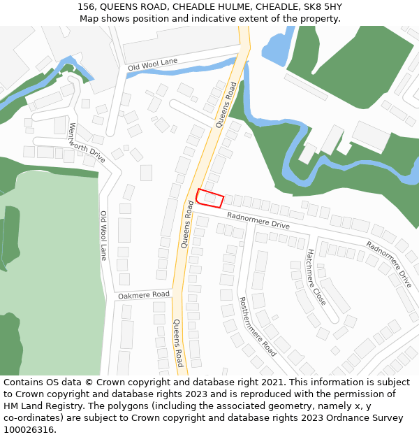 156, QUEENS ROAD, CHEADLE HULME, CHEADLE, SK8 5HY: Location map and indicative extent of plot