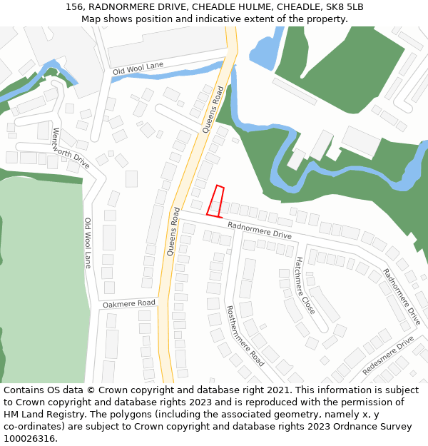 156, RADNORMERE DRIVE, CHEADLE HULME, CHEADLE, SK8 5LB: Location map and indicative extent of plot