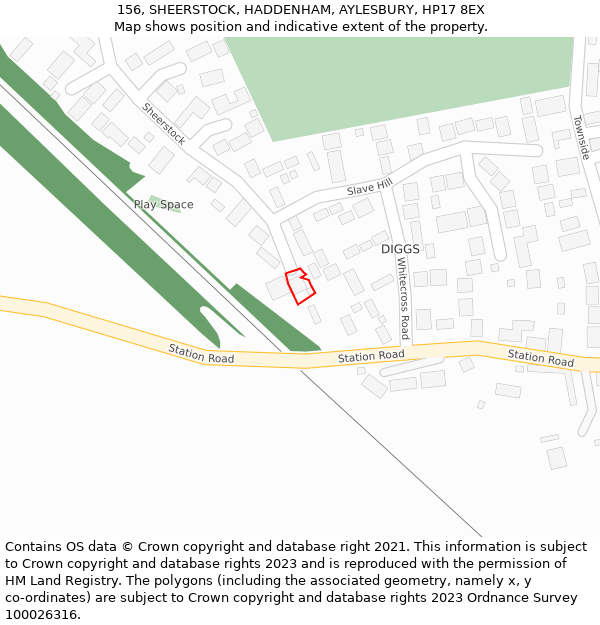 156, SHEERSTOCK, HADDENHAM, AYLESBURY, HP17 8EX: Location map and indicative extent of plot