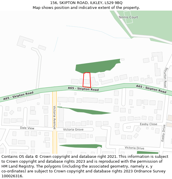 156, SKIPTON ROAD, ILKLEY, LS29 9BQ: Location map and indicative extent of plot