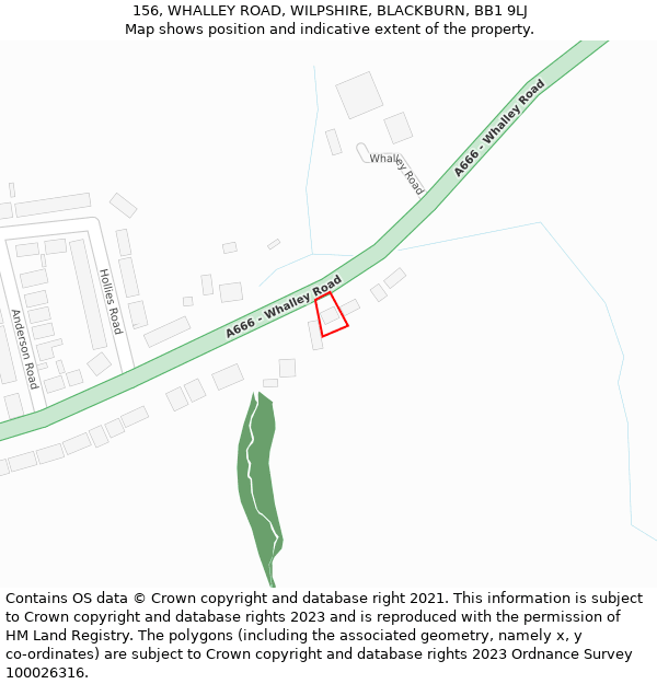 156, WHALLEY ROAD, WILPSHIRE, BLACKBURN, BB1 9LJ: Location map and indicative extent of plot