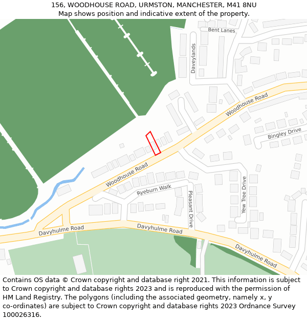156, WOODHOUSE ROAD, URMSTON, MANCHESTER, M41 8NU: Location map and indicative extent of plot