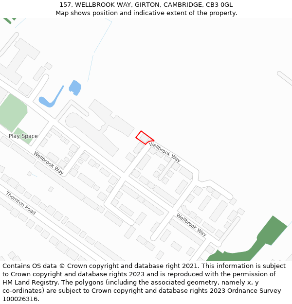 157, WELLBROOK WAY, GIRTON, CAMBRIDGE, CB3 0GL: Location map and indicative extent of plot