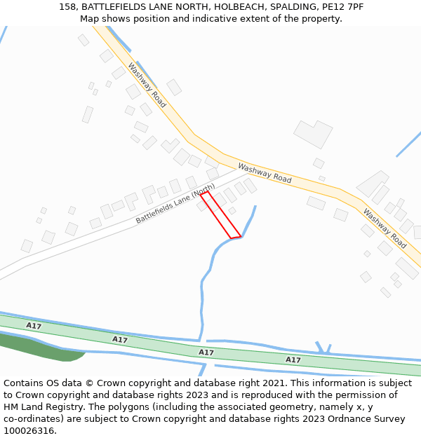 158, BATTLEFIELDS LANE NORTH, HOLBEACH, SPALDING, PE12 7PF: Location map and indicative extent of plot