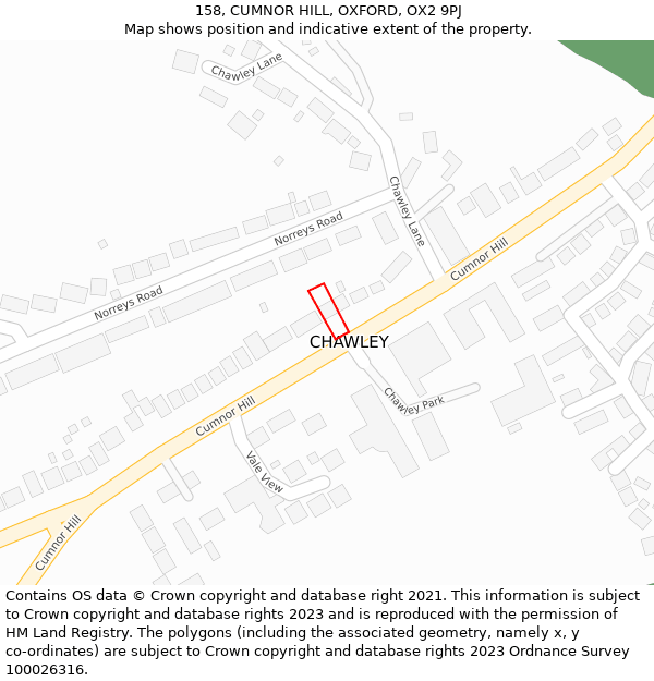 158, CUMNOR HILL, OXFORD, OX2 9PJ: Location map and indicative extent of plot