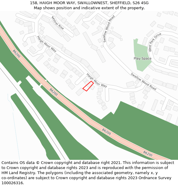 158, HAIGH MOOR WAY, SWALLOWNEST, SHEFFIELD, S26 4SG: Location map and indicative extent of plot