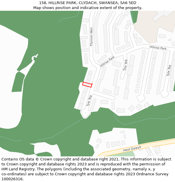 158, HILLRISE PARK, CLYDACH, SWANSEA, SA6 5ED: Location map and indicative extent of plot