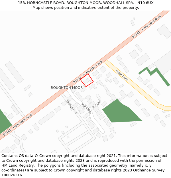 158, HORNCASTLE ROAD, ROUGHTON MOOR, WOODHALL SPA, LN10 6UX: Location map and indicative extent of plot