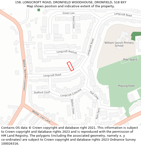 158, LONGCROFT ROAD, DRONFIELD WOODHOUSE, DRONFIELD, S18 8XY: Location map and indicative extent of plot
