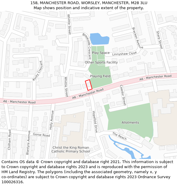 158, MANCHESTER ROAD, WORSLEY, MANCHESTER, M28 3LU: Location map and indicative extent of plot