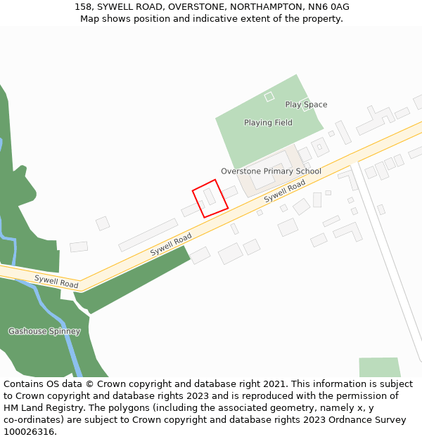 158, SYWELL ROAD, OVERSTONE, NORTHAMPTON, NN6 0AG: Location map and indicative extent of plot