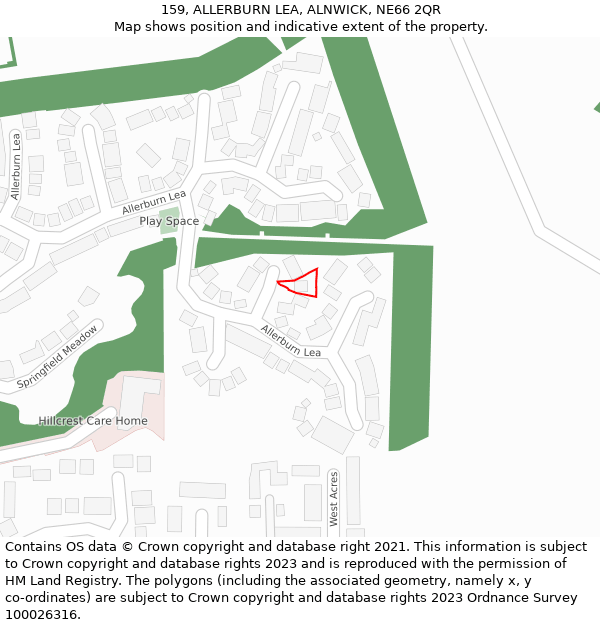 159, ALLERBURN LEA, ALNWICK, NE66 2QR: Location map and indicative extent of plot