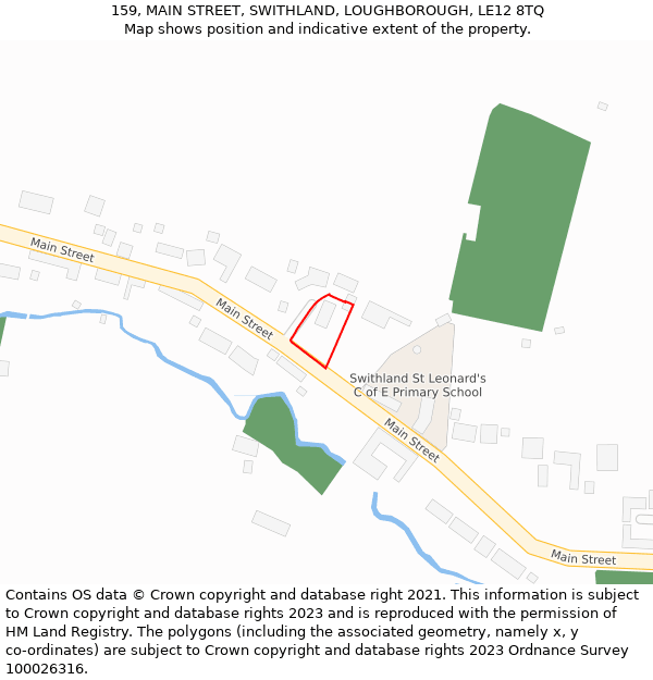 159, MAIN STREET, SWITHLAND, LOUGHBOROUGH, LE12 8TQ: Location map and indicative extent of plot