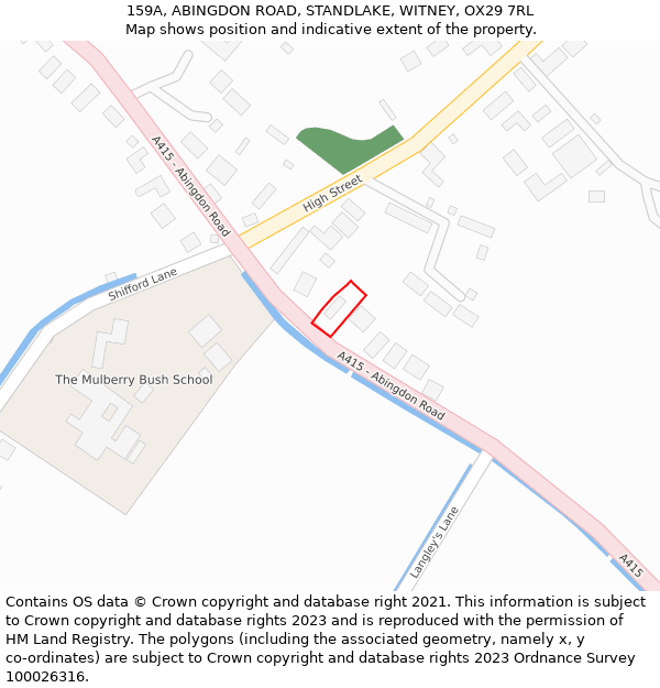 159A, ABINGDON ROAD, STANDLAKE, WITNEY, OX29 7RL: Location map and indicative extent of plot