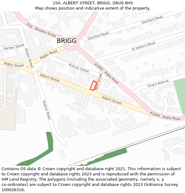 15A, ALBERT STREET, BRIGG, DN20 8HS: Location map and indicative extent of plot