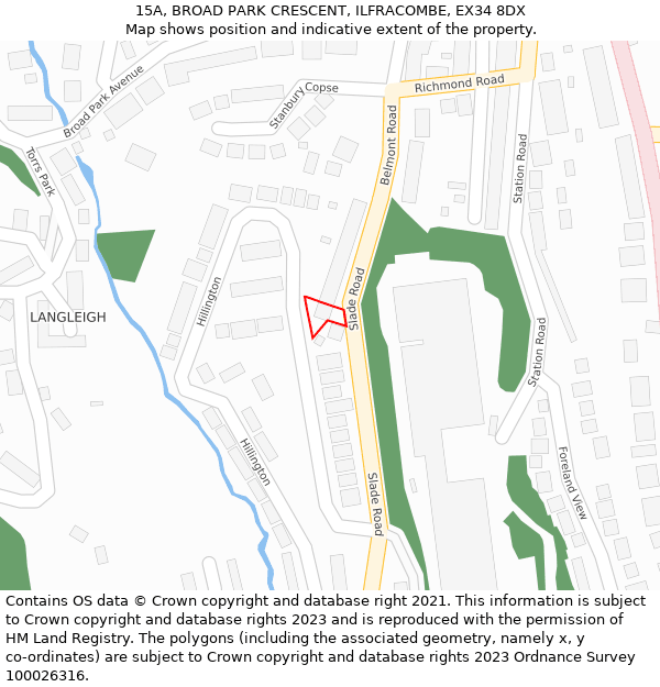 15A, BROAD PARK CRESCENT, ILFRACOMBE, EX34 8DX: Location map and indicative extent of plot