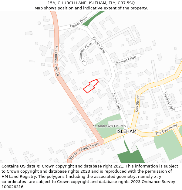 15A, CHURCH LANE, ISLEHAM, ELY, CB7 5SQ: Location map and indicative extent of plot