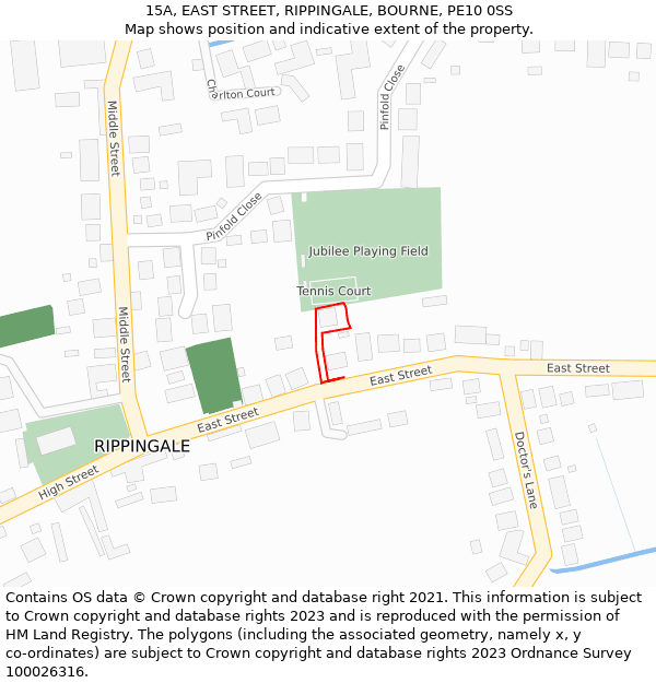 15A, EAST STREET, RIPPINGALE, BOURNE, PE10 0SS: Location map and indicative extent of plot