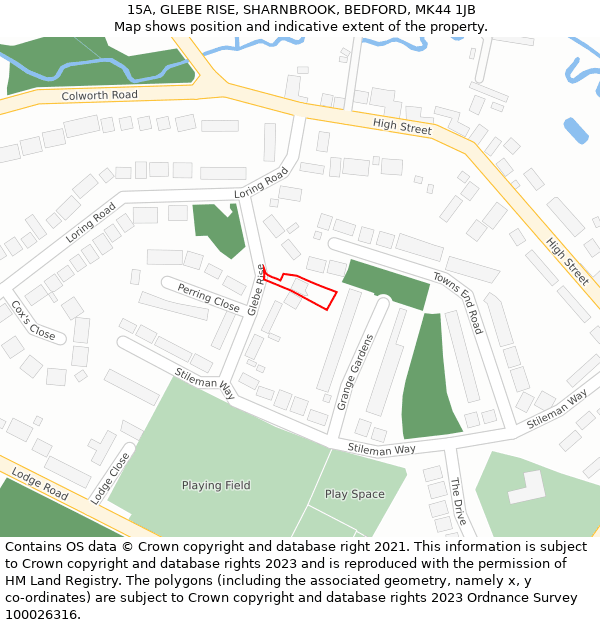 15A, GLEBE RISE, SHARNBROOK, BEDFORD, MK44 1JB: Location map and indicative extent of plot