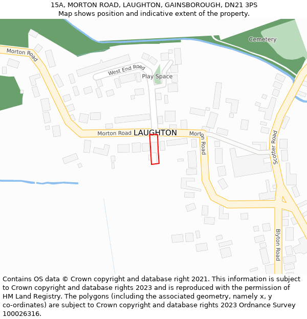 15A, MORTON ROAD, LAUGHTON, GAINSBOROUGH, DN21 3PS: Location map and indicative extent of plot