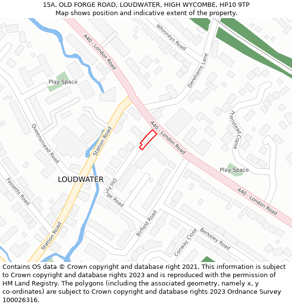 15A, OLD FORGE ROAD, LOUDWATER, HIGH WYCOMBE, HP10 9TP: Location map and indicative extent of plot