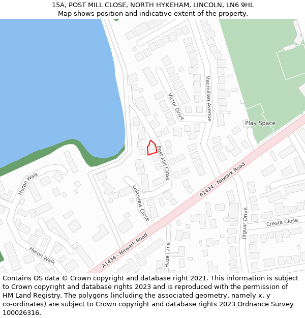 15A, POST MILL CLOSE, NORTH HYKEHAM, LINCOLN, LN6 9HL: Location map and indicative extent of plot