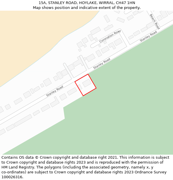 15A, STANLEY ROAD, HOYLAKE, WIRRAL, CH47 1HN: Location map and indicative extent of plot
