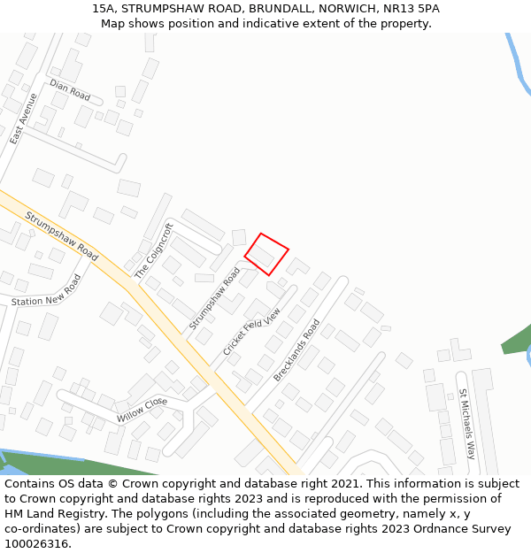 15A, STRUMPSHAW ROAD, BRUNDALL, NORWICH, NR13 5PA: Location map and indicative extent of plot