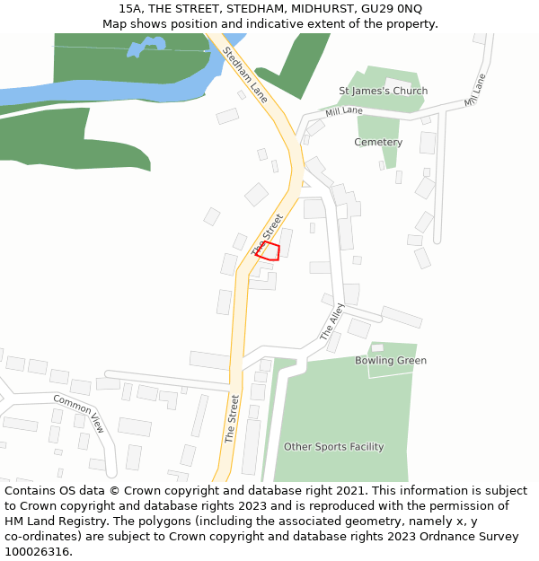 15A, THE STREET, STEDHAM, MIDHURST, GU29 0NQ: Location map and indicative extent of plot