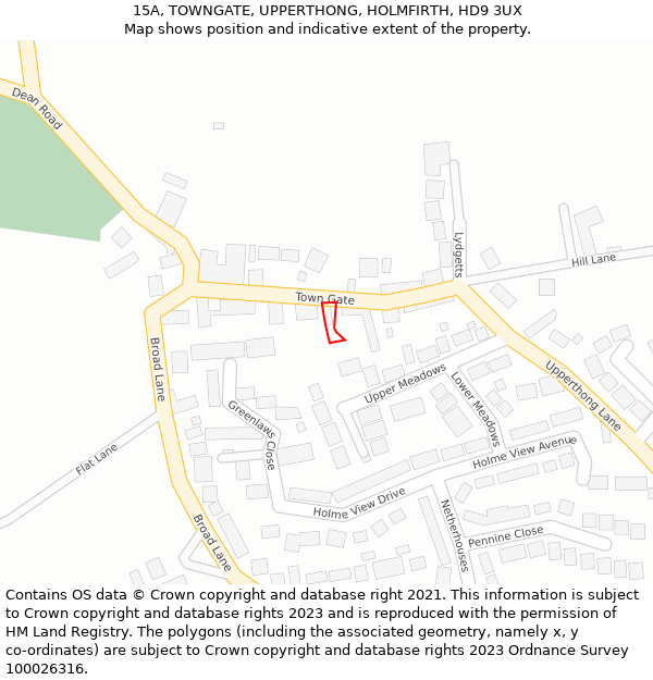 15A, TOWNGATE, UPPERTHONG, HOLMFIRTH, HD9 3UX: Location map and indicative extent of plot