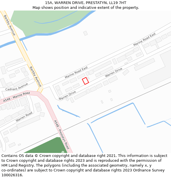 15A, WARREN DRIVE, PRESTATYN, LL19 7HT: Location map and indicative extent of plot