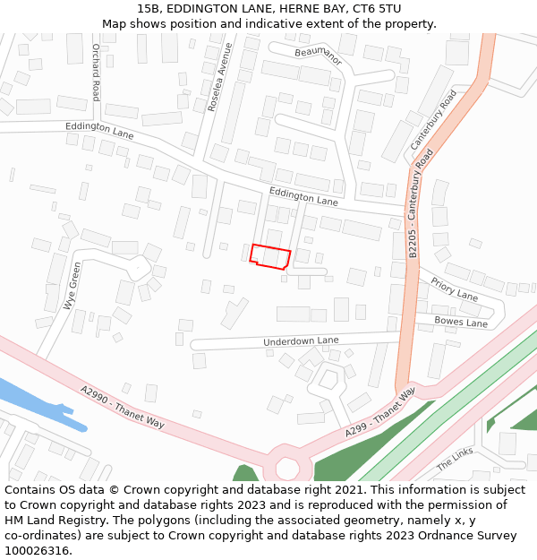 15B, EDDINGTON LANE, HERNE BAY, CT6 5TU: Location map and indicative extent of plot