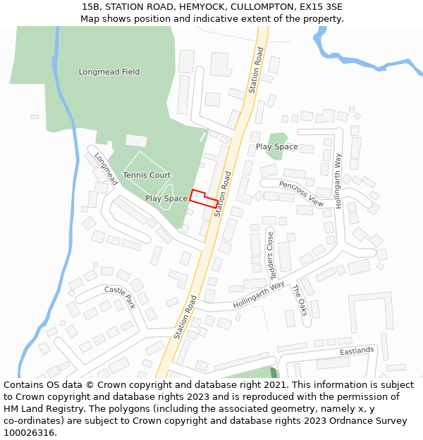 15B, STATION ROAD, HEMYOCK, CULLOMPTON, EX15 3SE: Location map and indicative extent of plot