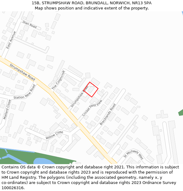 15B, STRUMPSHAW ROAD, BRUNDALL, NORWICH, NR13 5PA: Location map and indicative extent of plot