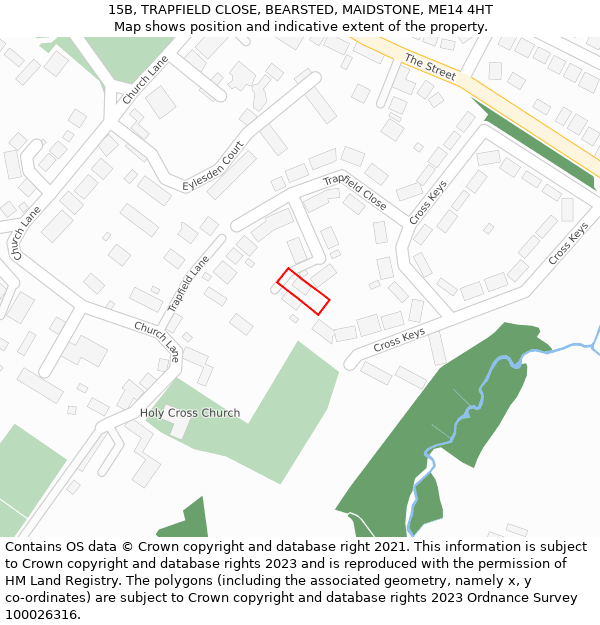 15B, TRAPFIELD CLOSE, BEARSTED, MAIDSTONE, ME14 4HT: Location map and indicative extent of plot