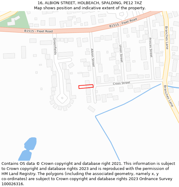 16, ALBION STREET, HOLBEACH, SPALDING, PE12 7AZ: Location map and indicative extent of plot