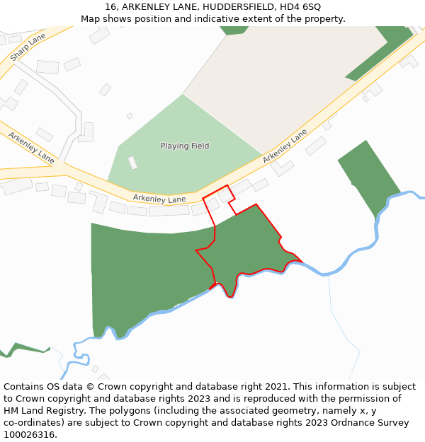 16, ARKENLEY LANE, HUDDERSFIELD, HD4 6SQ: Location map and indicative extent of plot