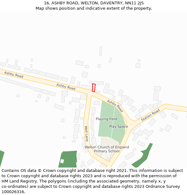 16, ASHBY ROAD, WELTON, DAVENTRY, NN11 2JS: Location map and indicative extent of plot