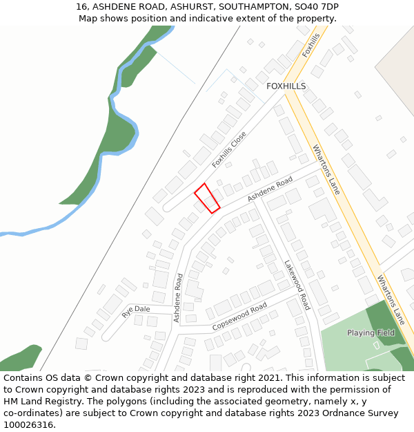 16, ASHDENE ROAD, ASHURST, SOUTHAMPTON, SO40 7DP: Location map and indicative extent of plot