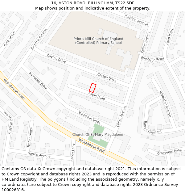 16, ASTON ROAD, BILLINGHAM, TS22 5DF: Location map and indicative extent of plot