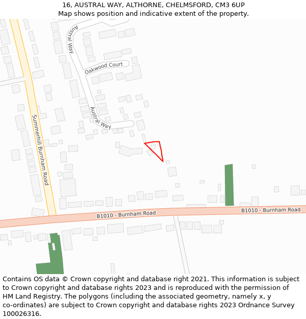 16, AUSTRAL WAY, ALTHORNE, CHELMSFORD, CM3 6UP: Location map and indicative extent of plot