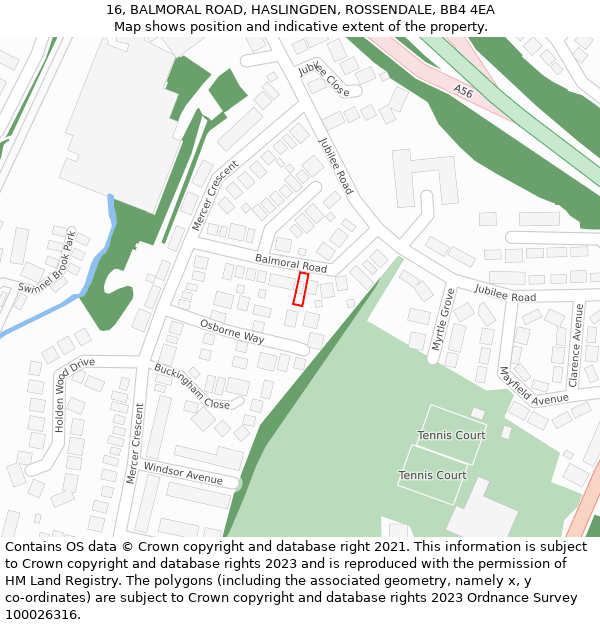 16, BALMORAL ROAD, HASLINGDEN, ROSSENDALE, BB4 4EA: Location map and indicative extent of plot
