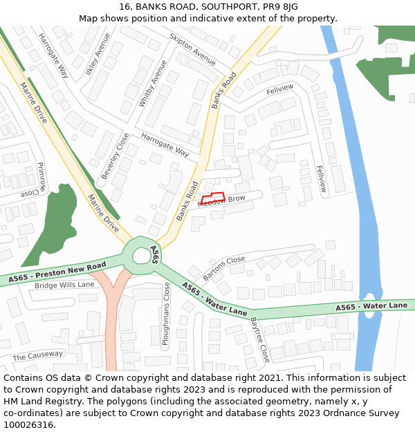 16, BANKS ROAD, SOUTHPORT, PR9 8JG: Location map and indicative extent of plot